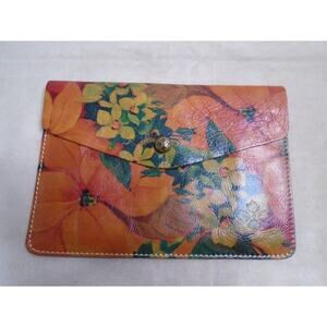 PATRICIA NASH HERITAGE FLORAL Tech Portfolio Mini ITALIAN LEATHER CLUTCH CASE